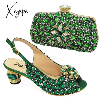 Xajzpa - Ladies Italian Leather Shoe And Bag Set Blue Color With Matching Nigerian Shoes For Party
